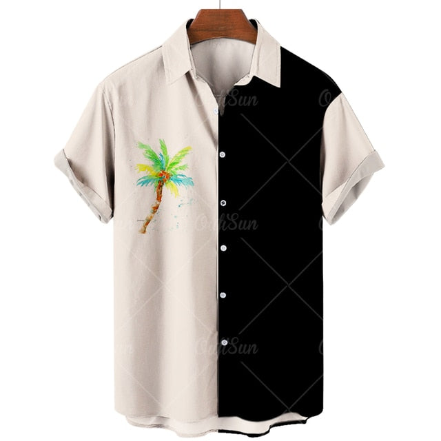 Palm Tree Printed Short Sleeve Shirt