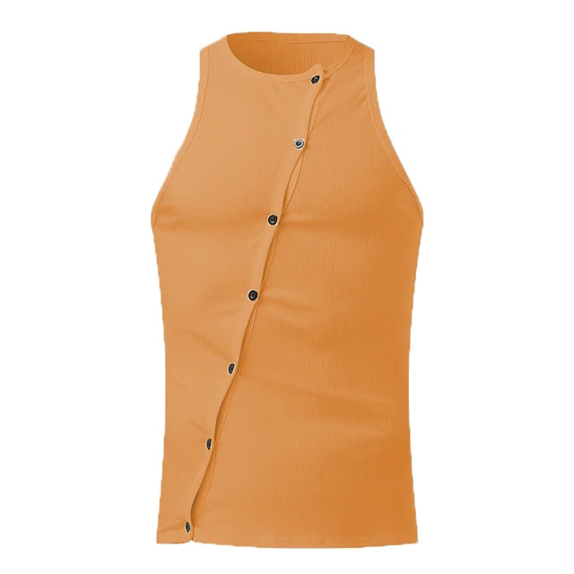 Irregular Button Down Solid Tank Top