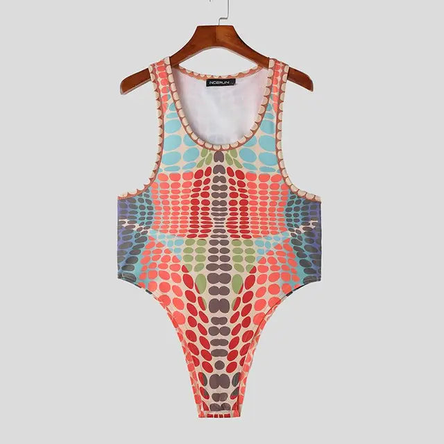 Dots Printing Colorful O-neck Bodysuit
