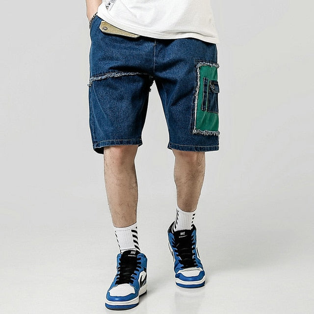 Summer Casual Patchwork Knee Length Men Shorts
