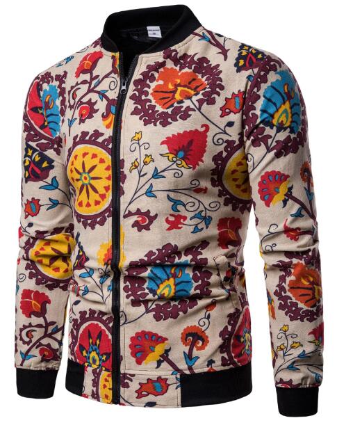 Autumn Chinese Flower Print Men Casual Jacket - FanFreakz