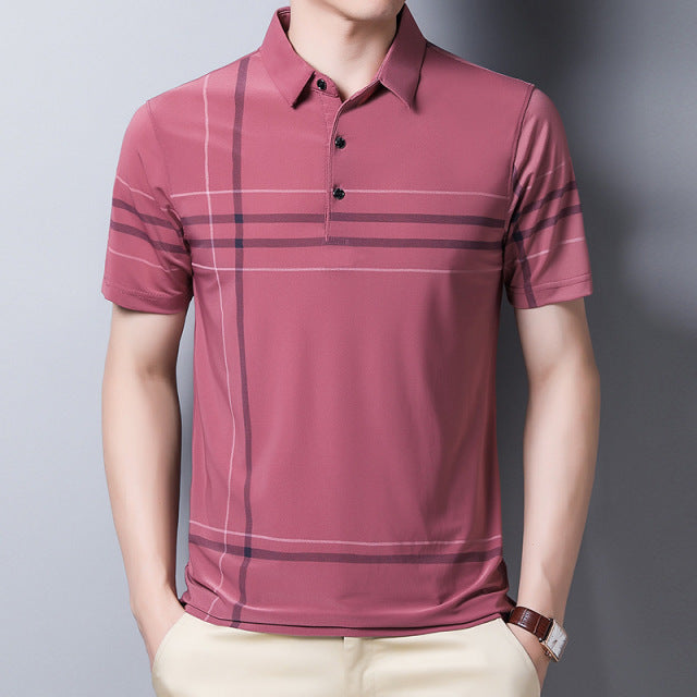 Striped Polyester Polo Shirt
