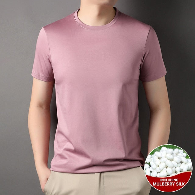 Mulberry Silk Solid O-Neck T-Shirt