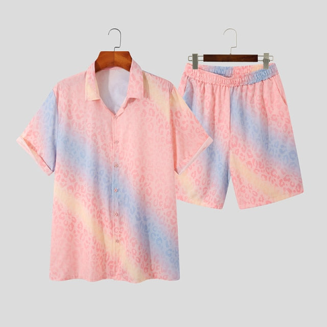 Soft Rainbow Short Sleeve Shorts Set