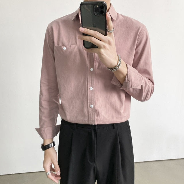 Chest Pocket Decorated Long-Sleeved Shirt