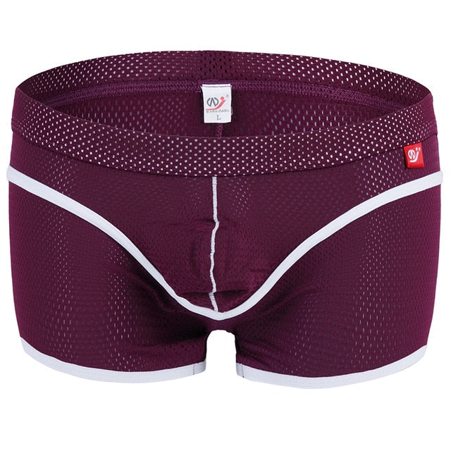 Breathable Mesh Two-tone Line Decorated Boxer