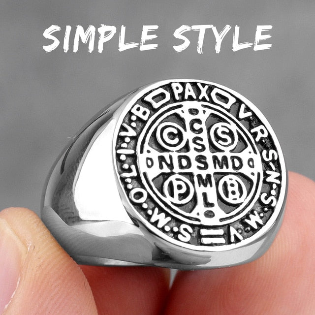 Saint Benedict Gold Black Cross Rings