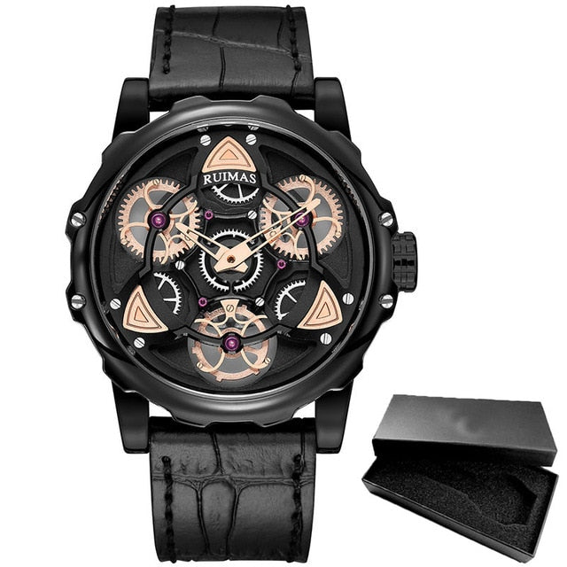 Creative Rotate Design in Leather Band Casual Men Watches