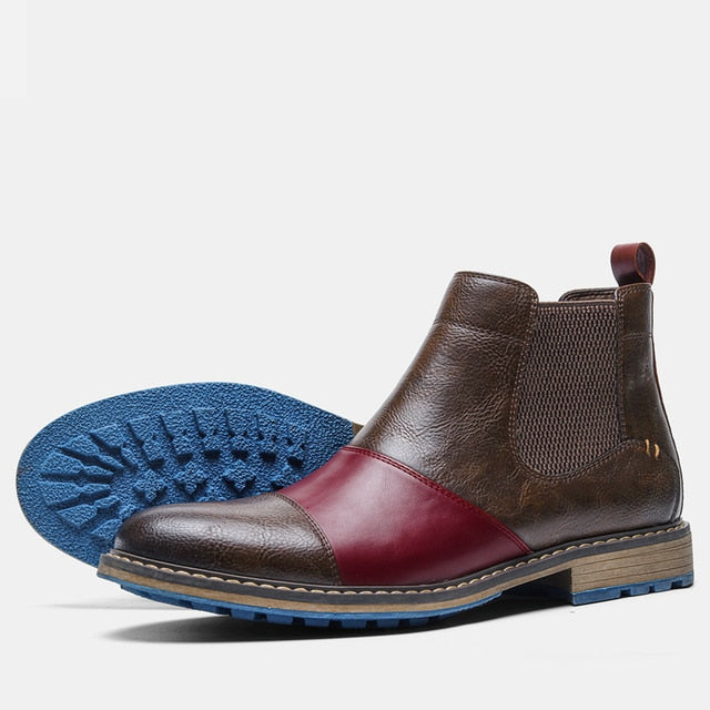 Retro Style Solid Leather Ankle Boots