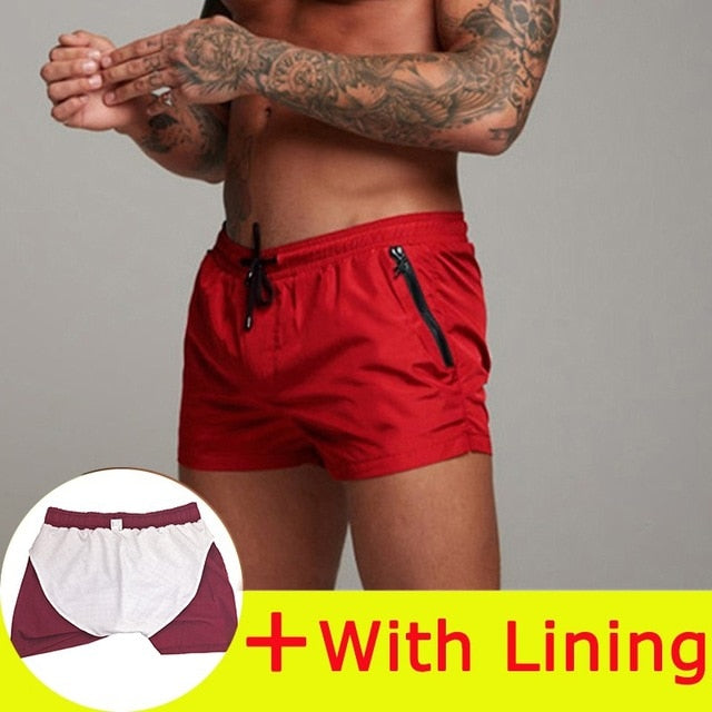 Simple Solid Drawstring Boxer Shorts