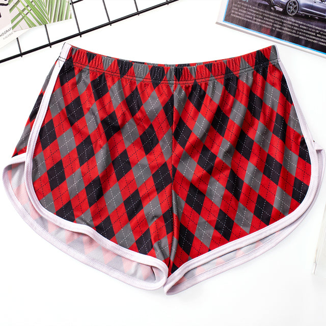 Breathable Plaid Low Waist Polyester Boxer