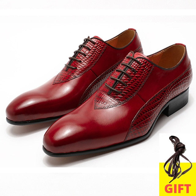 Patterned Leather Combination Men Classic Oxford Shoes