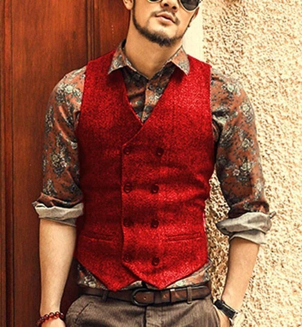 Classic Double Breasted V-Neck Vest