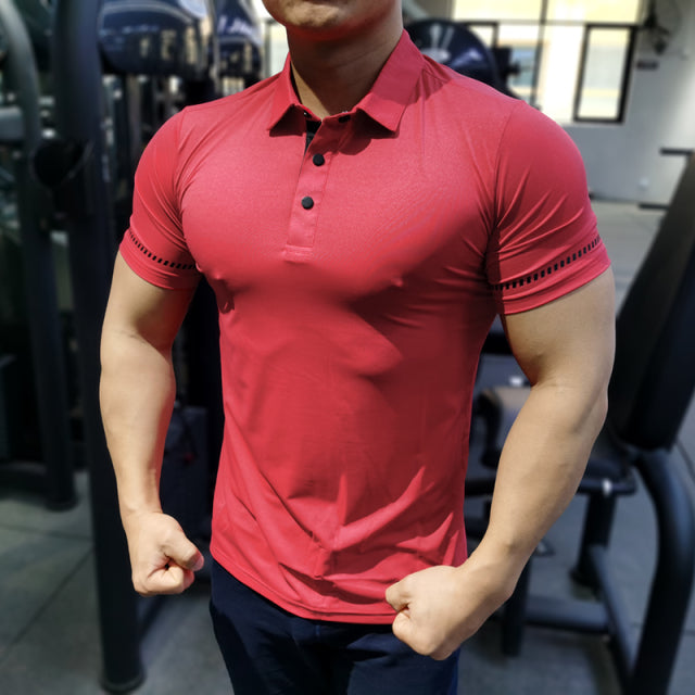 Spandex Solid Color Men's Polo Shirt