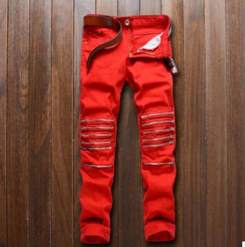 Multi Zippers Knee Detail Men Jeans