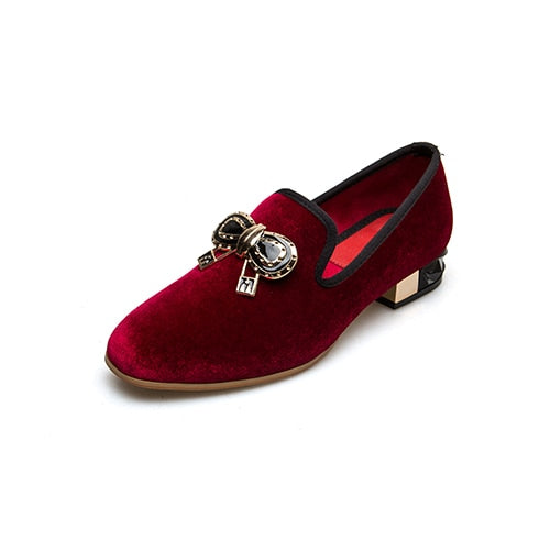 Black with Bow Chain Heels Casual Men Shoes