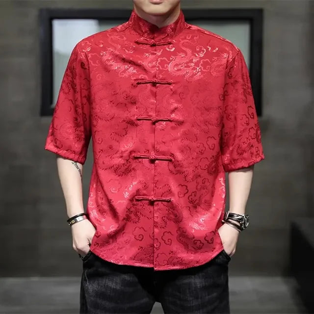 Dragon Embroidery Plus Size Chinese Style Shirt