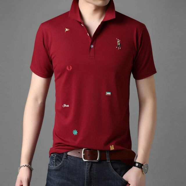 Fantasy Battle Embroidery Pattern Decorated Polo Shirt