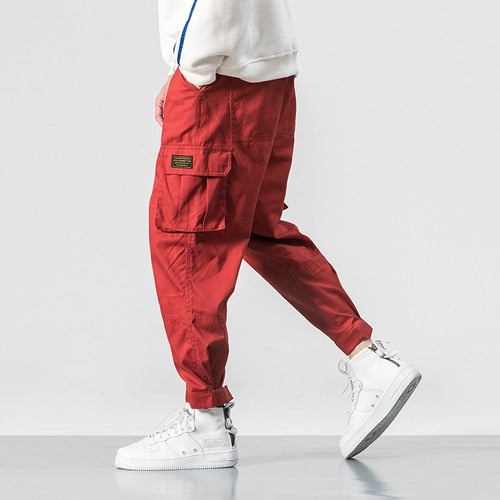 Multi Pocket Elastic Waist Hip Hop Casual Style Men Pants