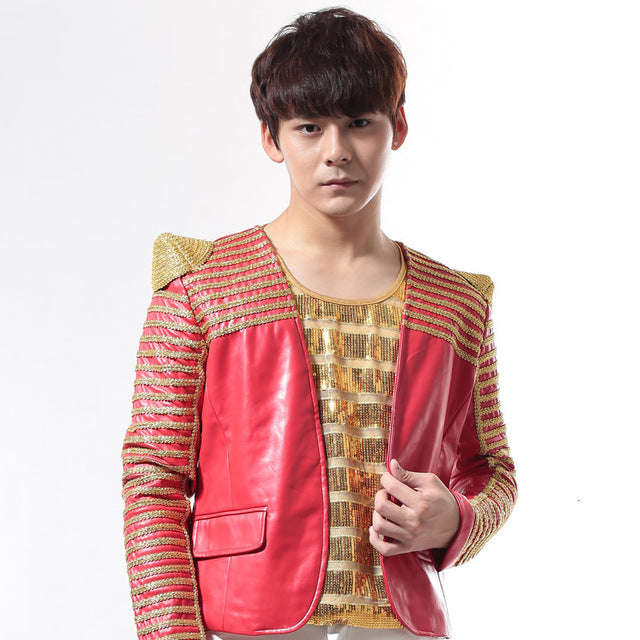 Costume Club Style with Pointed Shoulder Design Men Blazer