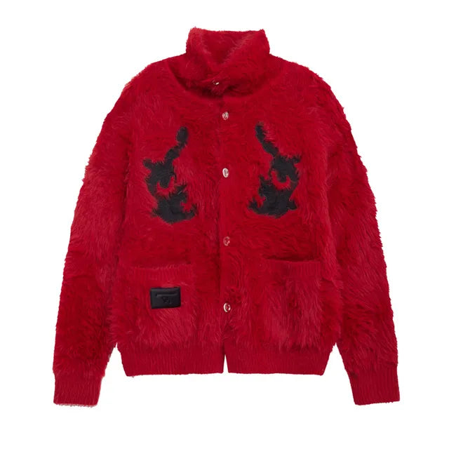 Casual Mink-like Hair Turtleneck Cardigan