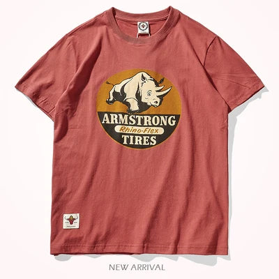 O-neck Rhino Printed T-Shirt