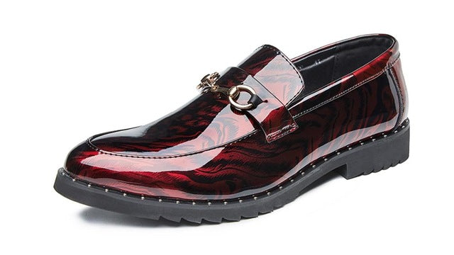 Patent Leather Thick Bottom Slip On Pointed Toe Style Men Shoes