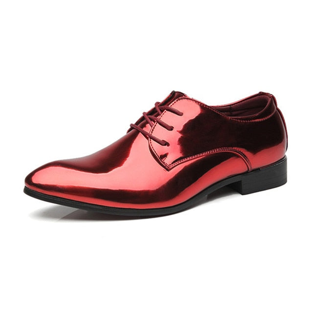 Lux Glossy Lace Up Men Oxfords Shoes
