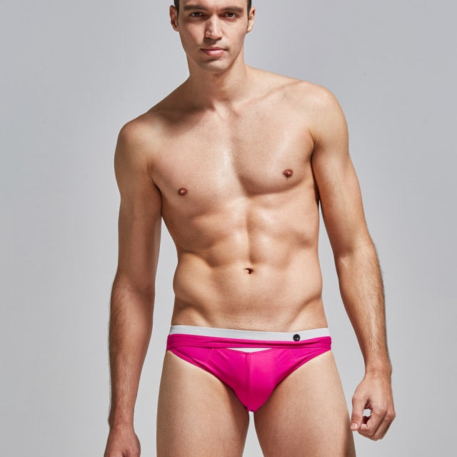 Grey Line Decorated Ripped Swimwear Trunk