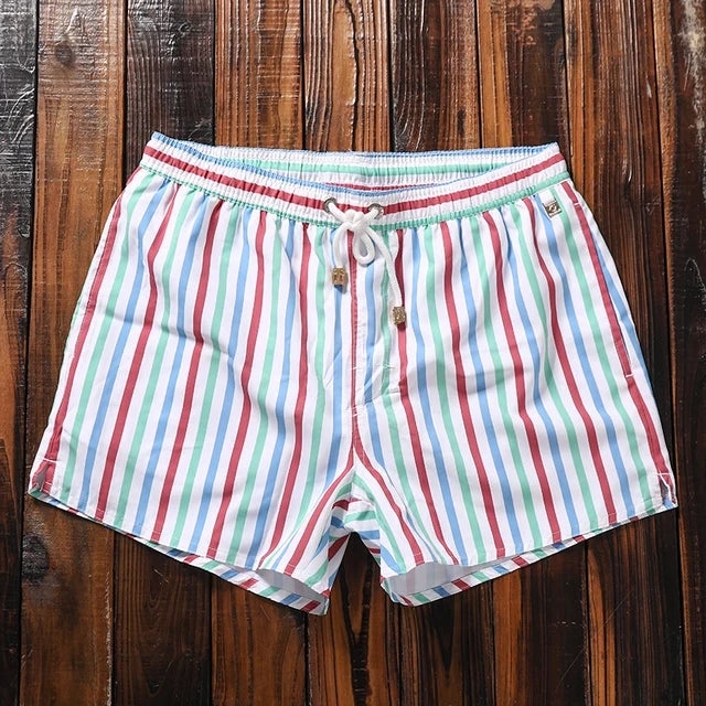 Stripes Drawstring Beach Shorts