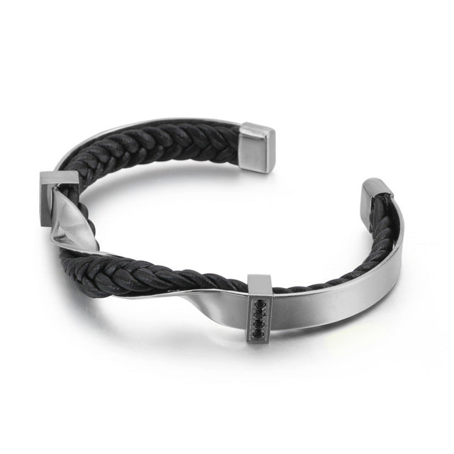 Irregular Twist Stainless Steel Men Charm Bangles