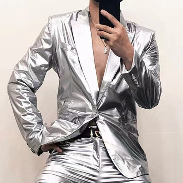 Spring Reflective Colorful Solid Blazer