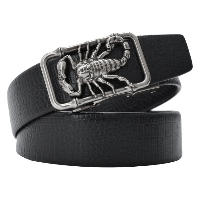 Square Scorpion Buckle Design Leather Belt