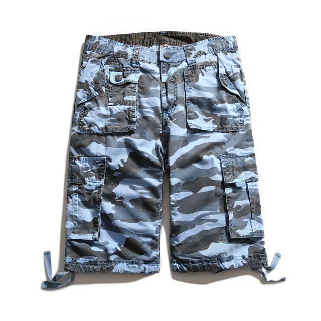 Pockets Decorated Camouflage Printing Cotton Shorts