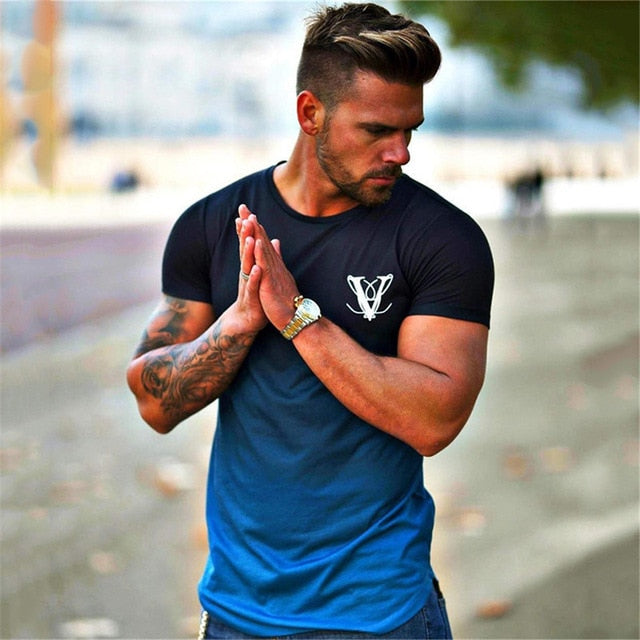 Breathable Gradient Color Sporty T-Shirt