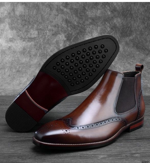 Solid Smooth in Pointed Toe Men Leather Ankle Boots