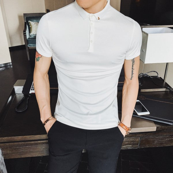 Solid Casual Slim Fit Breathable Design Men Polo Shirt