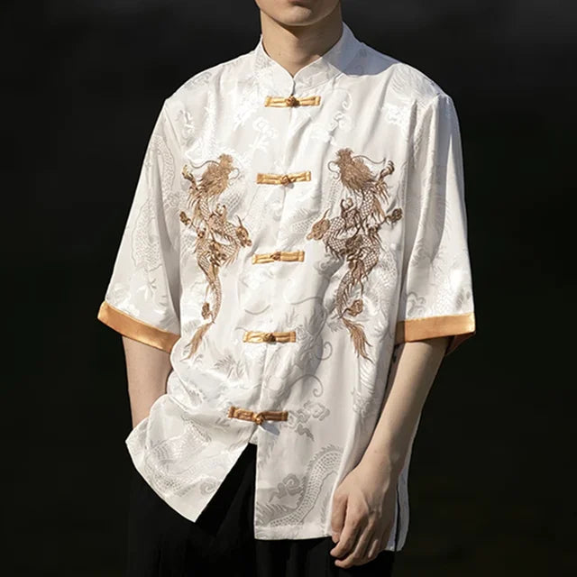 Dragon Embroidery Plus Size Chinese Style Shirt