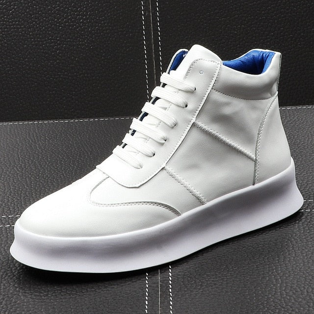Solid Casual High Top Style Men Sneakers