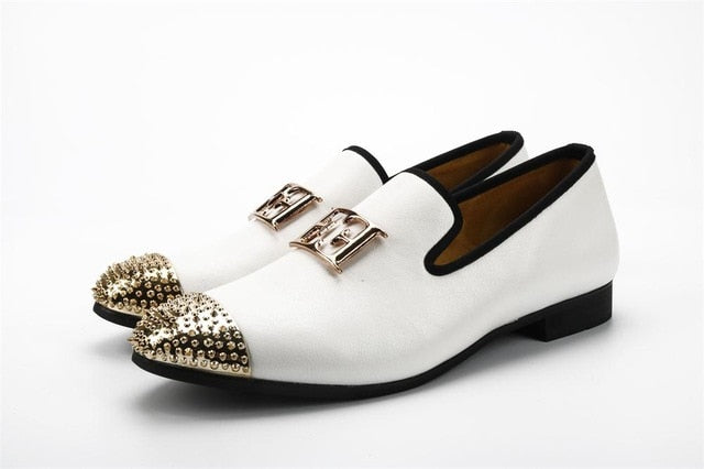 Double E Metal Rivets Cap Toe Style Loafers