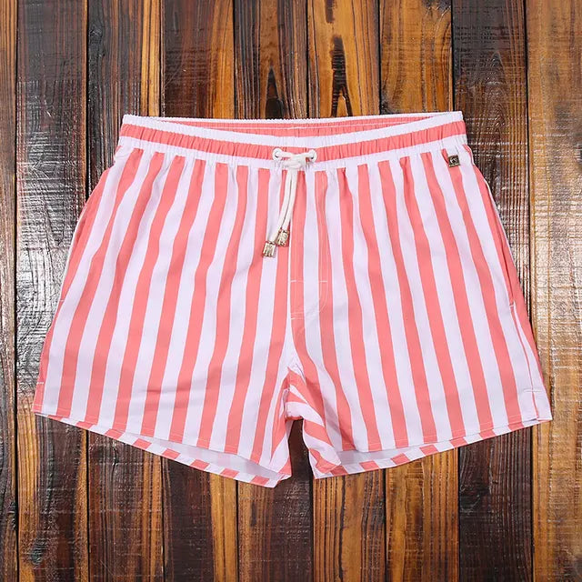Stripes Drawstring Beach Shorts