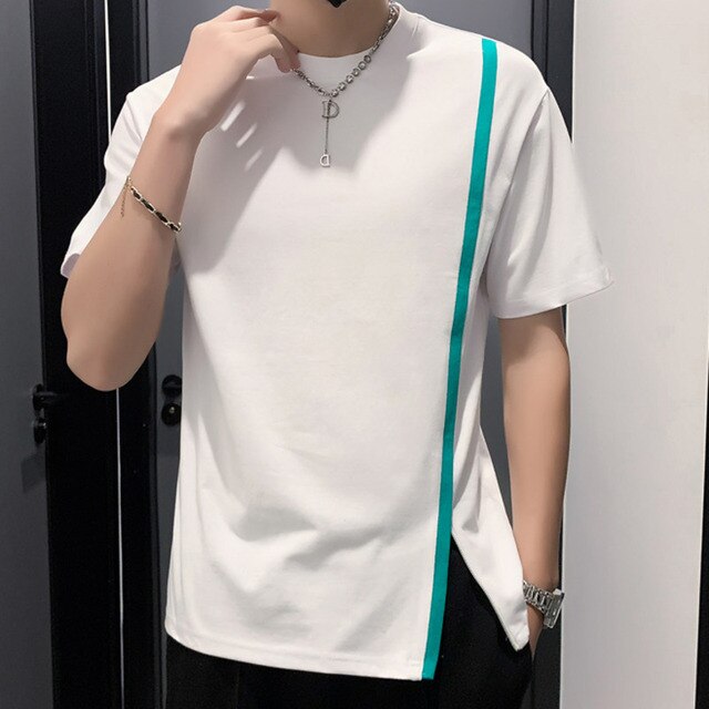 Zipper Button Stitching T-Shirt