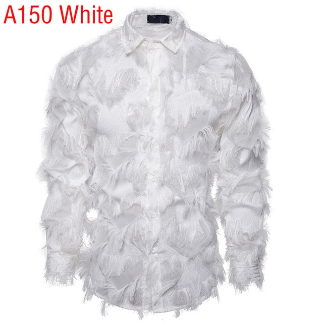 Full Feather Design Long-Sleeved Shirt