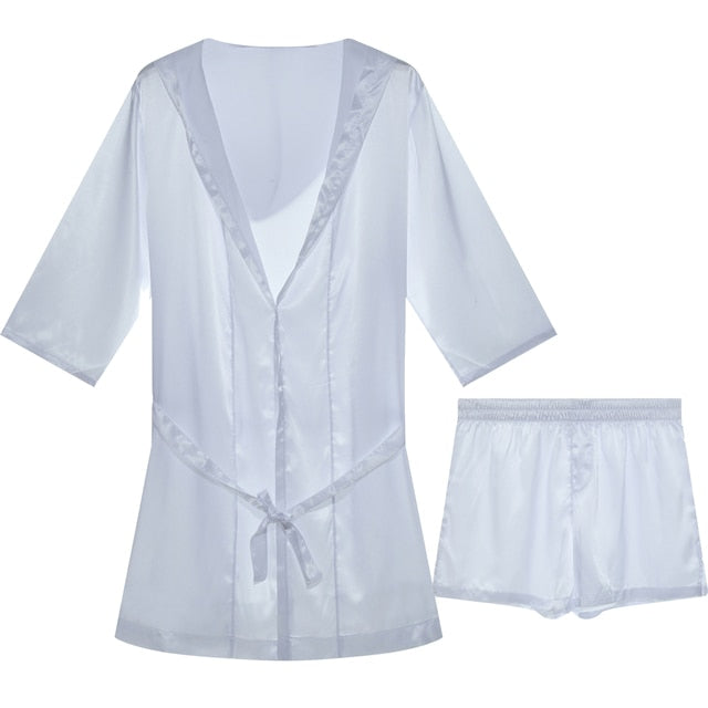Hooded Satin Solid Pajamas Robe
