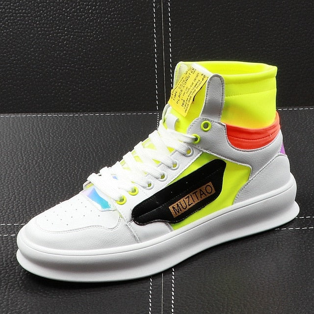 Bright Colour Air Mesh Sneakers High Top Trend Men Sneaker