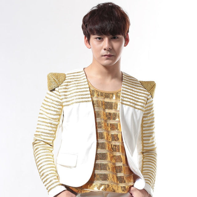 Costume Club Style with Pointed Shoulder Design Men Blazer