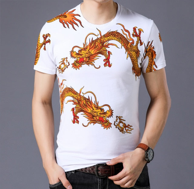 Dragon Printed O-Neck T-Shirt