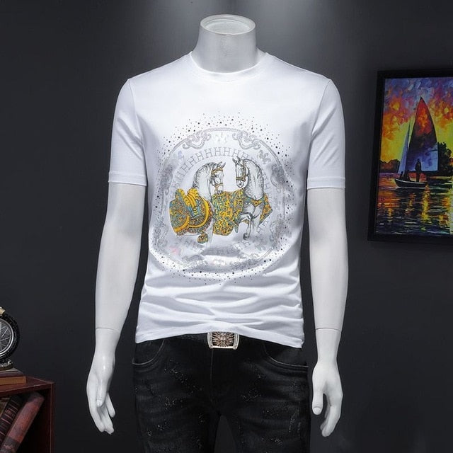 Double Luxury Horse Decorated T-Shirt