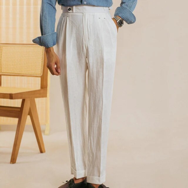 Linen Retro Casual High Waist Trousers