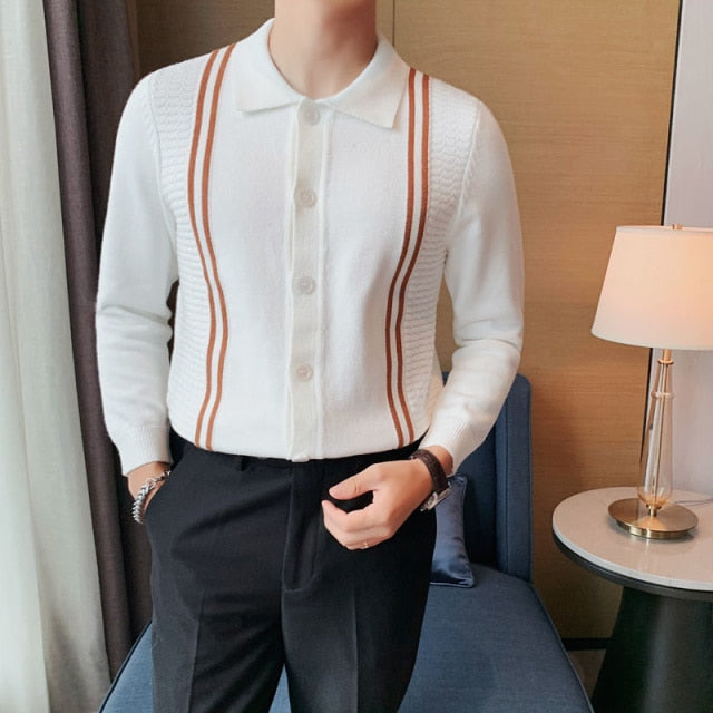 Knitted Four Side Stripe Sweater